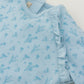Light blue long sleeve romper with flower print