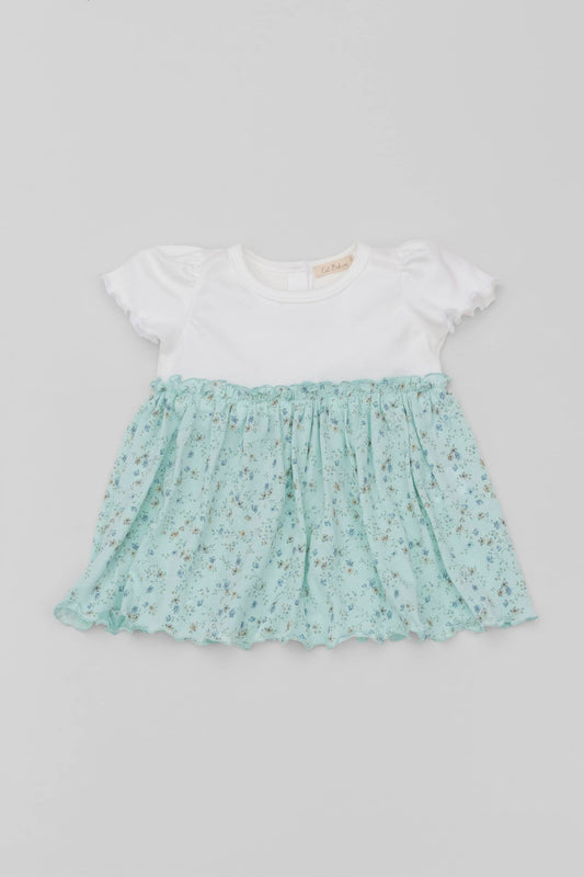 Organic combined floral dress mint