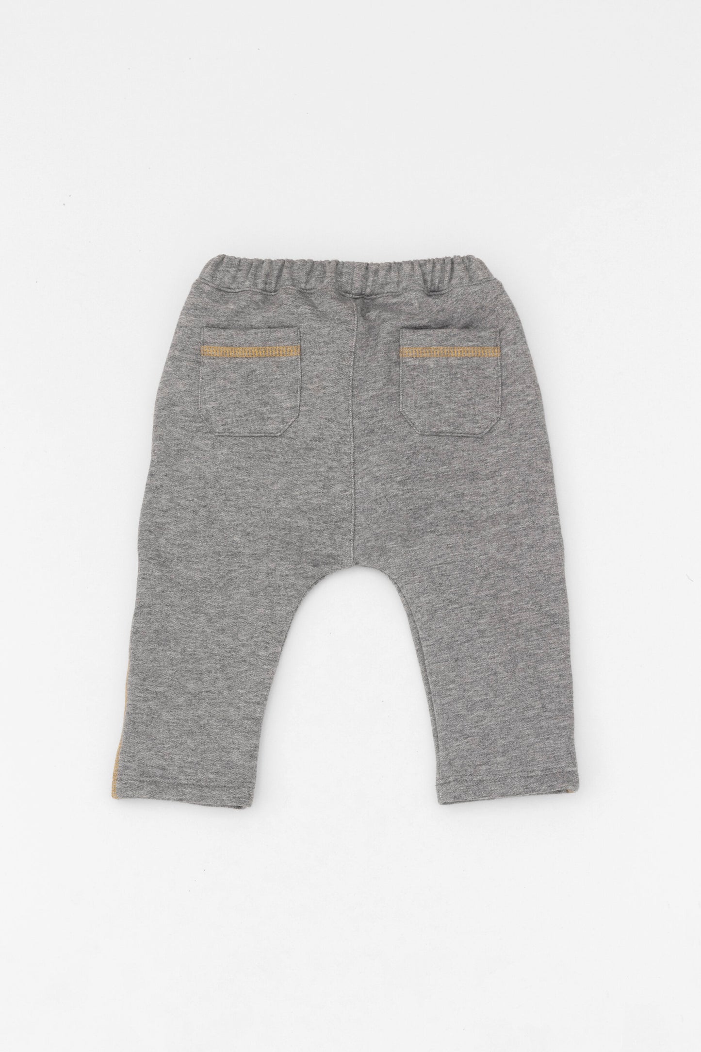 Organic contrast stitching pull-on pants grey