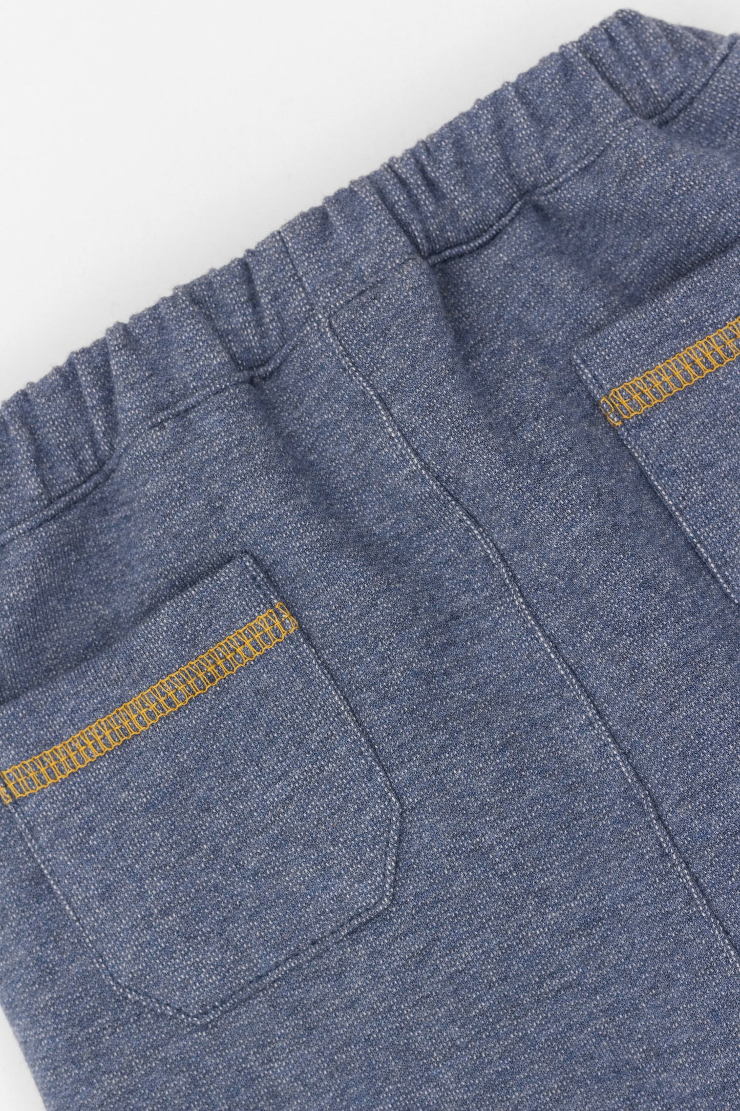 Organic contrast stitching pull-on pants indigo