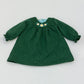 Fleece green dress with hand embroidered flowers