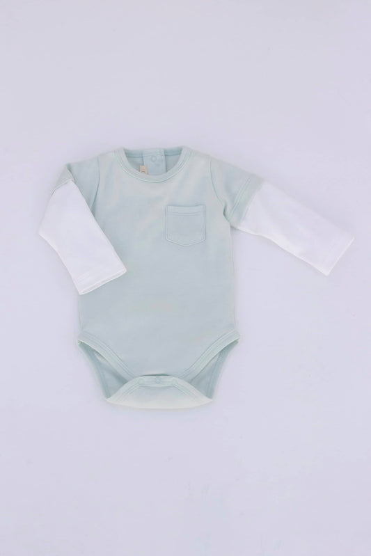  long-sleeve layered bodysuit mint_ front view