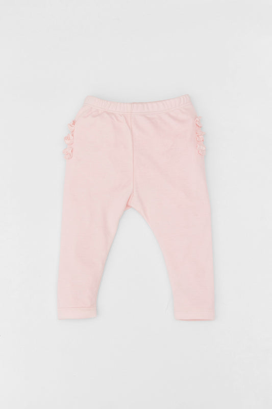 Organic ruffle-trim leggings baby pink