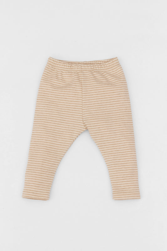 Organic elastic waistband leggings sand stripes