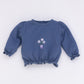 Organic sweatshirt with shirring blue