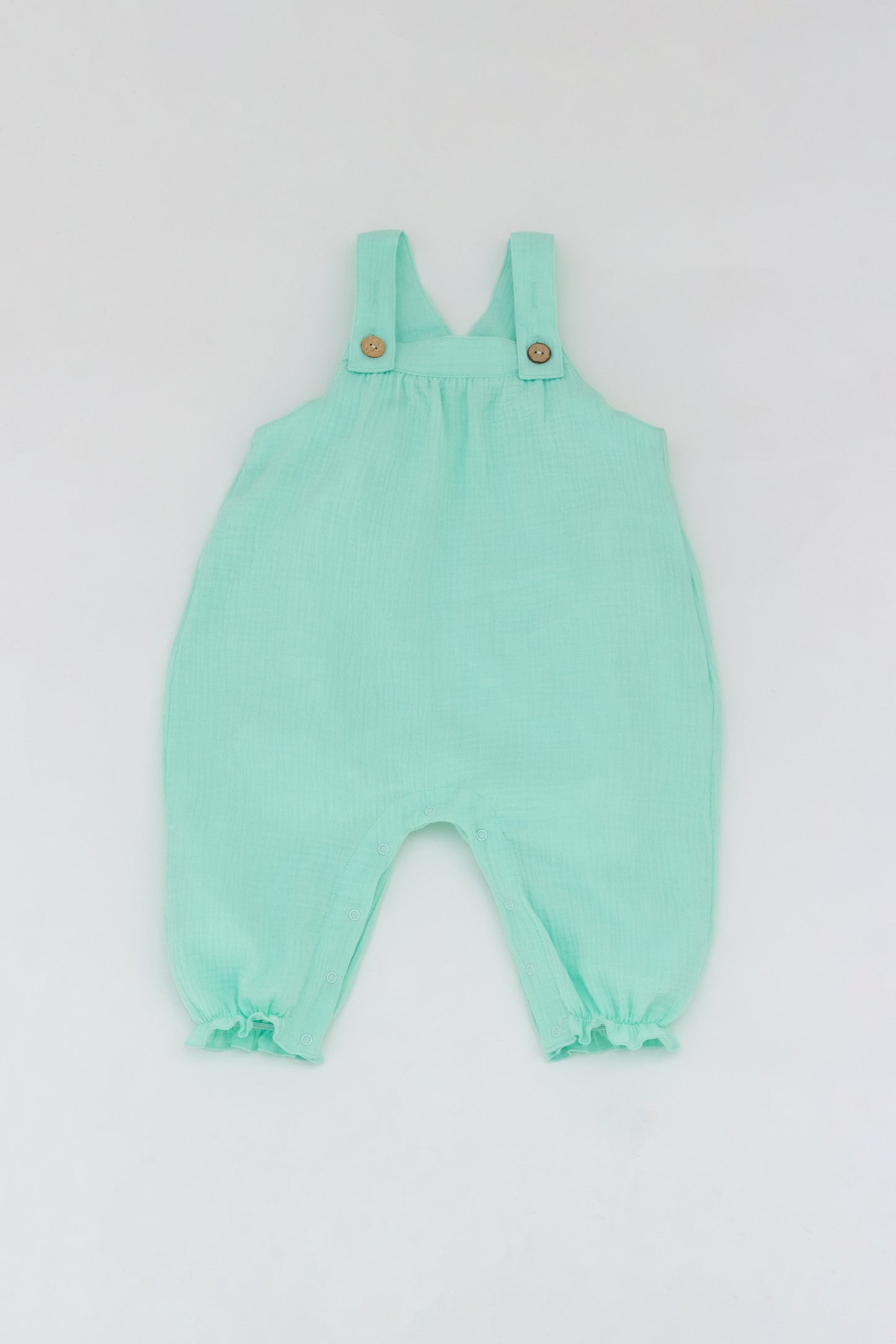 Mint green muslin overalls