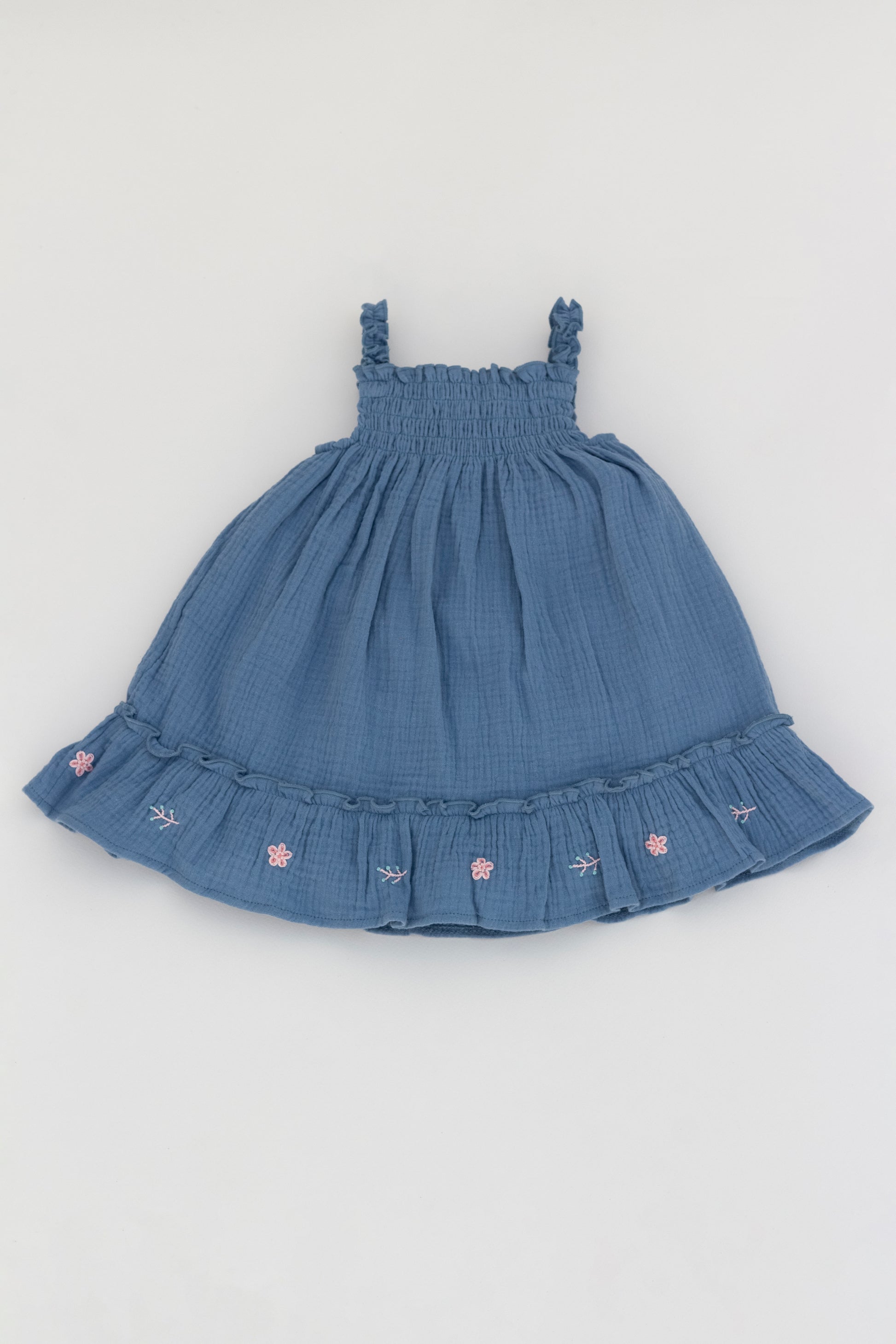 Blue muslin ruffle dress Kal Babies Blue muslin ruffle dress Kal Babies