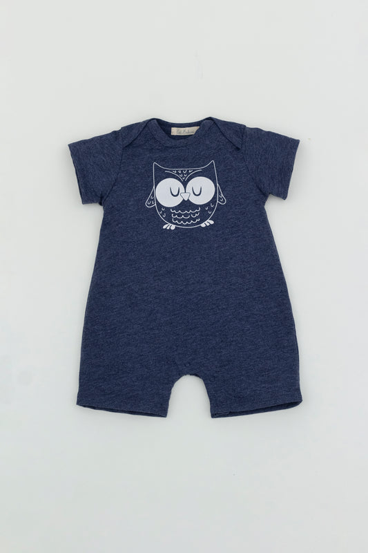 Owl blue romper