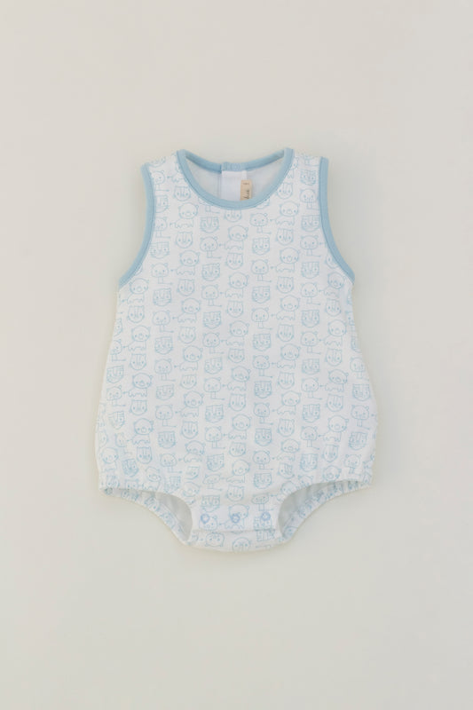 Cats and dogs print bubble romper