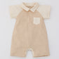 Short sleeve romper with contrasting collar - stripes
