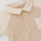 Short sleeve romper with contrasting collar - stripes