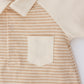Short sleeve romper with contrasting collar - stripes