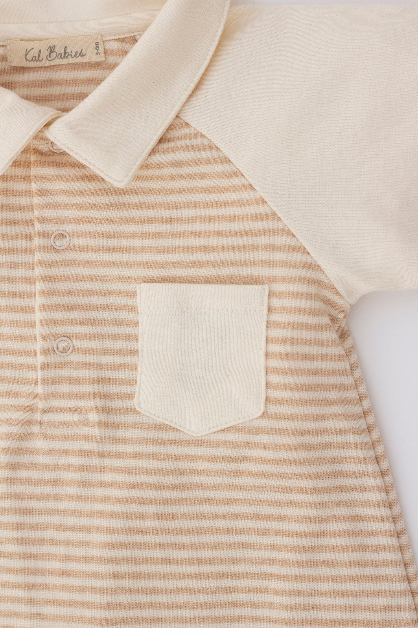Short sleeve romper with contrasting collar - stripes