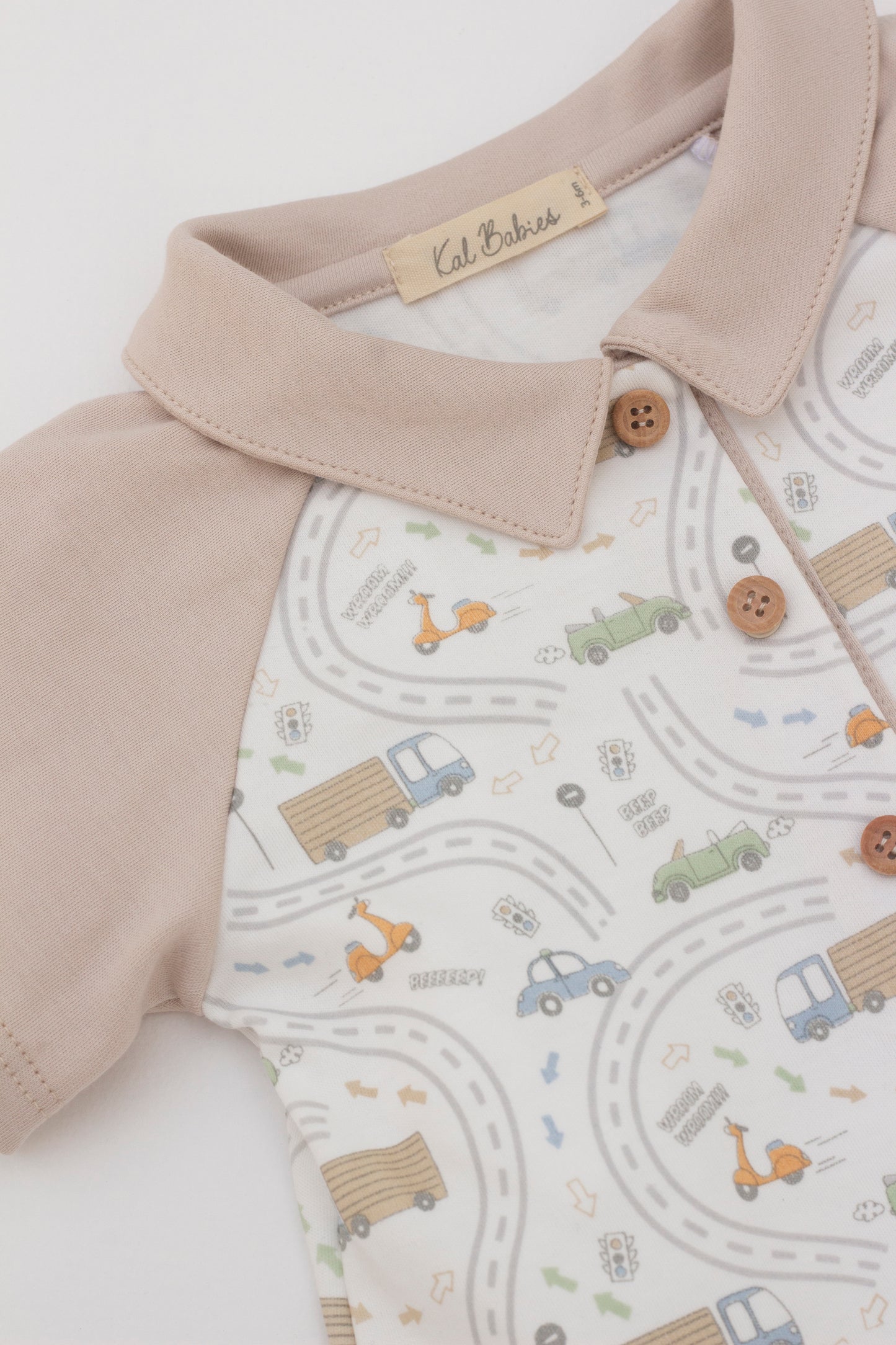 Short sleeve romper with contrasting collar - khaki