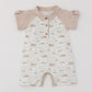 Short sleeve romper with contrasting collar - khaki