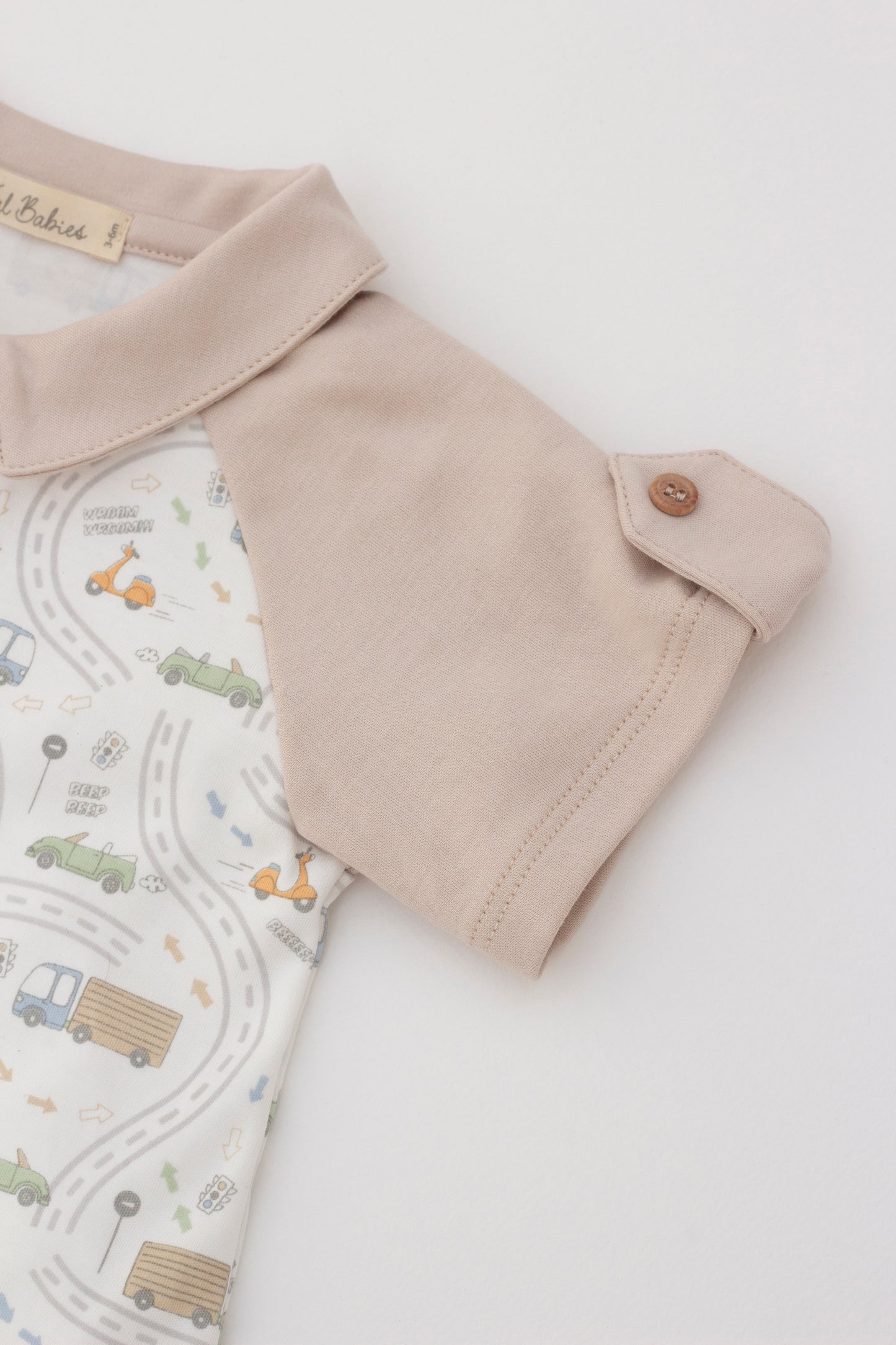 Short sleeve romper with contrasting collar - khaki