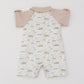 Short sleeve romper with contrasting collar - khaki