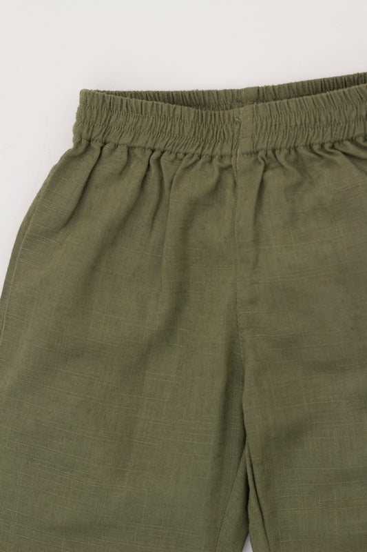 Linen loose fit  pant- military green