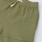 Muslin shorts with elastic waistband green