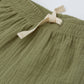Muslin shorts with elastic waistband green