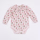 Organic long sleeve bodysuit with collar pink