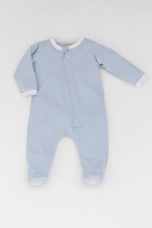 Organic zipper footed pj's baby blue