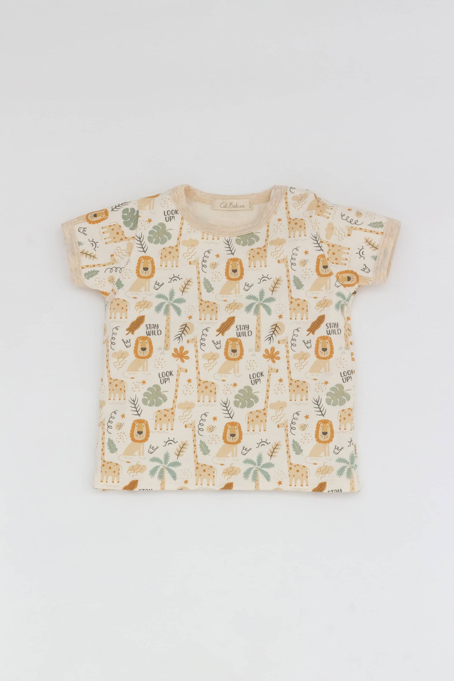 Organic crew neck t-shirt safari print