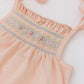 Salmon embroidered long romper