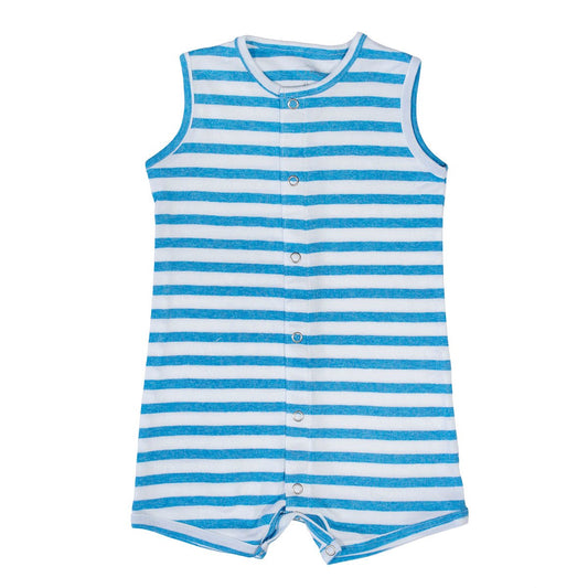 Striped sleeveless romper blue - Kal BabiesStriped sleeveless romper blue